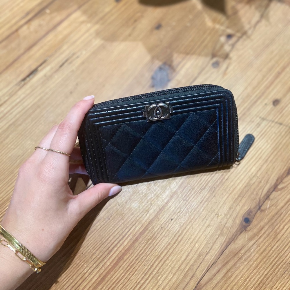 CHANEL Black Boy Quilted Leather L-gusset Wallet
